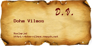 Dohm Vilmos névjegykártya